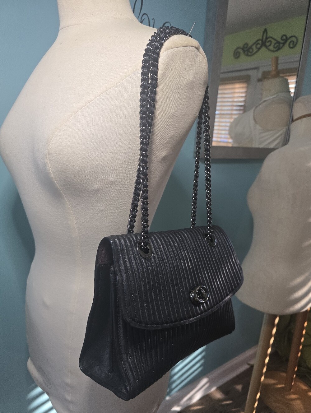 Black Coach Quilted Parker with Rivets - Chain-Handle Shoulder Bag - Picture 2 of 8